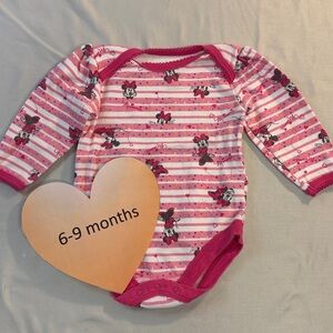 Disney - Minnie  Mouse - long sleeve onesie. Size 6-9 months